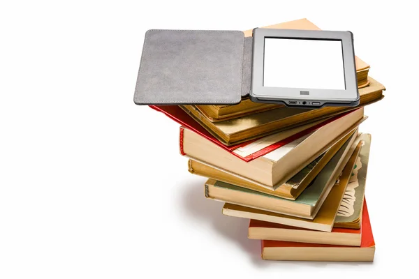 Ebook on pile of old books — Stock Photo, Image