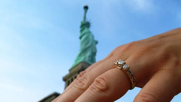 Proposta di matrimonio a New York Foto Stock