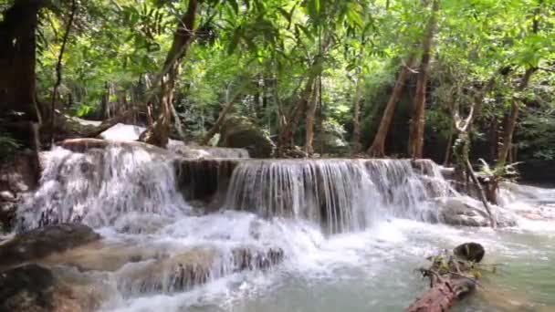 Водопад Эраван Глубоком Лесу Канчанабури Таиланд — стоковое видео