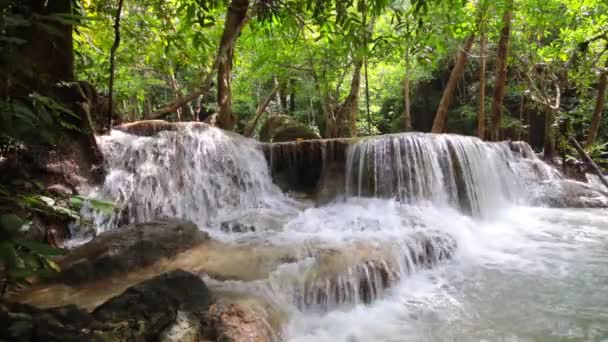 Erawan Waterval Het Diepe Bos Bij Kanchanaburi Thailand — Stockvideo