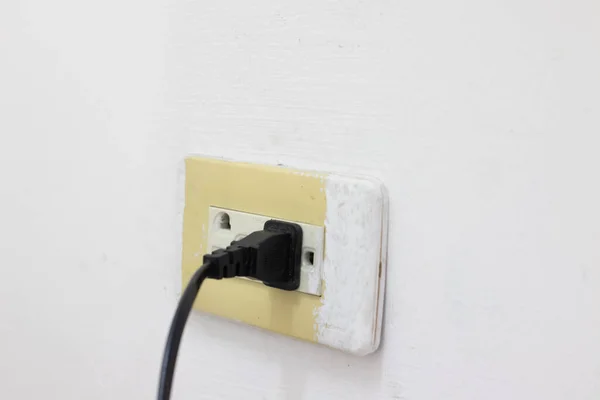 Régi Power Outlet Fehér Háttér — Stock Fotó