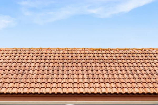 Red Roof Texture Tile Blue Sky — Stock Photo, Image