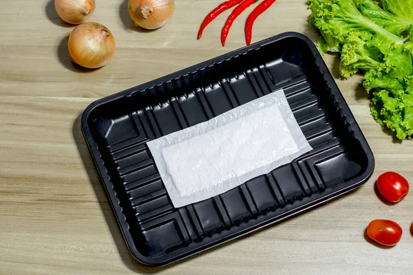 plastic packaging with food absorbent in supermarket, Good quality for food store