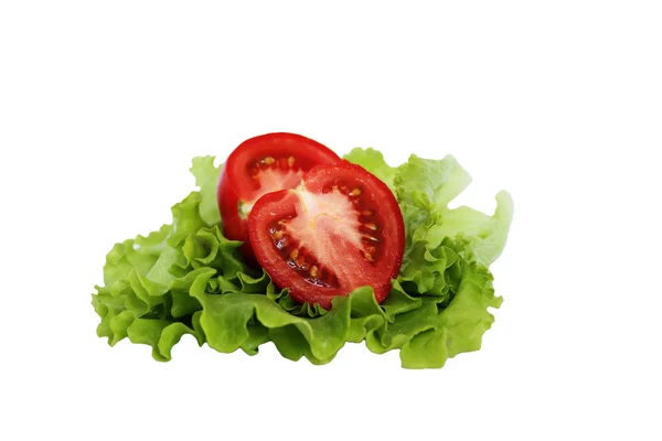 Halves of tomatoes in the salad — Stock Photo, Image