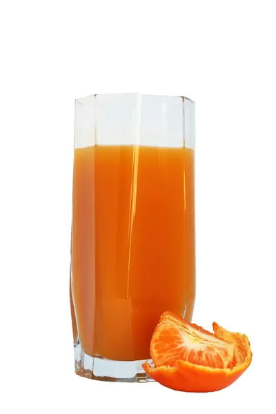 Jus de mandarine frais et tranches de mandarine — Photo