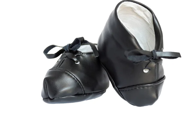 Black children's leather shoes — Stock Photo, Image