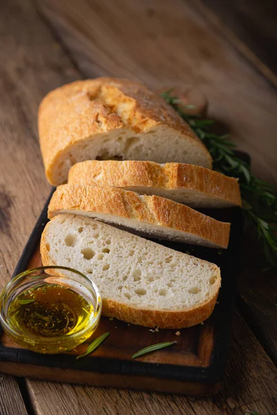 Ciabatta Com Alecrim Azeite — Fotografia de Stock