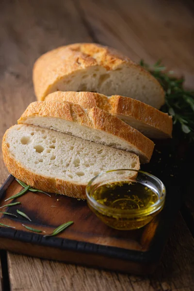 Ciabatta Com Alecrim Azeite — Fotografia de Stock