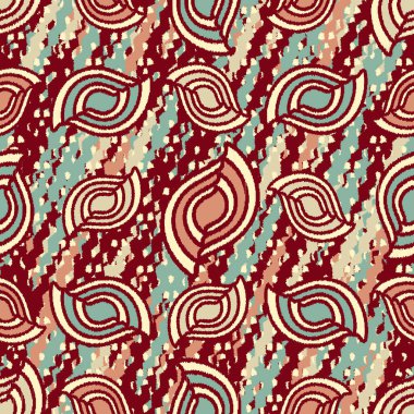 Geometrik şekillerin ve dalgalı çizgilerin görüntüsüne sahip kusursuz soyut desen