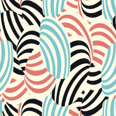 Oval şekil ve çizgilerin görüntüsüyle kusursuz soyut desen.