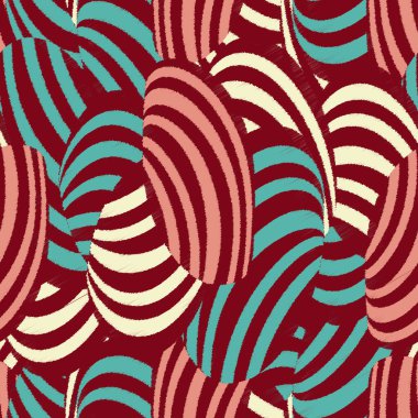 Oval şekil ve çizgilerin görüntüsüyle kusursuz soyut desen.