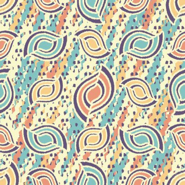 Geometrik şekillerin ve dalgalı çizgilerin görüntüsüne sahip kusursuz soyut desen