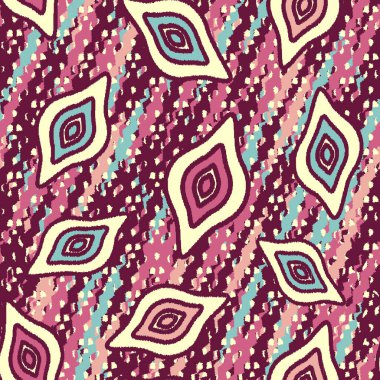 Geometrik şekillerin ve dalgalı çizgilerin görüntüsüne sahip kusursuz soyut desen