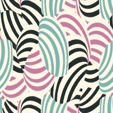 Oval şekil ve çizgilerin görüntüsüyle kusursuz soyut desen.