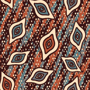 Geometrik şekillerin ve dalgalı çizgilerin görüntüsüne sahip kusursuz soyut desen