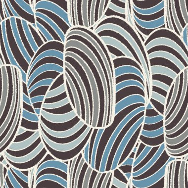 Oval şekil ve çizgilerin görüntüsüyle kusursuz soyut desen.