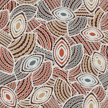 Geometrik şekillerin ve dalgalı çizgilerin görüntüsüne sahip kusursuz soyut desen