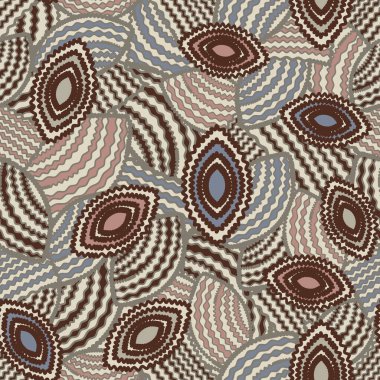 Geometrik şekillerin ve dalgalı çizgilerin görüntüsüne sahip kusursuz soyut desen