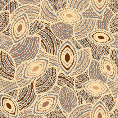 Geometrik şekillerin ve dalgalı çizgilerin görüntüsüne sahip kusursuz soyut desen