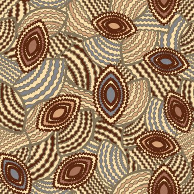 Geometrik şekillerin ve dalgalı çizgilerin görüntüsüne sahip kusursuz soyut desen