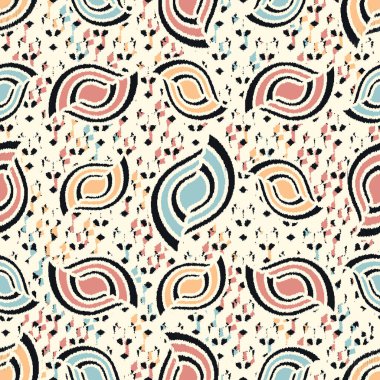 Geometrik şekillerin ve dalgalı çizgilerin görüntüsüne sahip kusursuz soyut desen