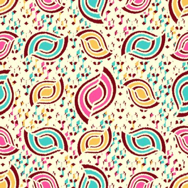 Geometrik şekillerin ve dalgalı çizgilerin görüntüsüne sahip kusursuz soyut desen