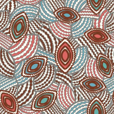 Geometrik şekillerin ve dalgalı çizgilerin görüntüsüne sahip kusursuz soyut desen