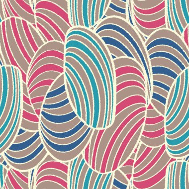 Oval şekil ve çizgilerin görüntüsüyle kusursuz soyut desen.