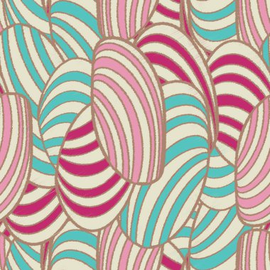 Oval şekil ve çizgilerin görüntüsüyle kusursuz soyut desen.