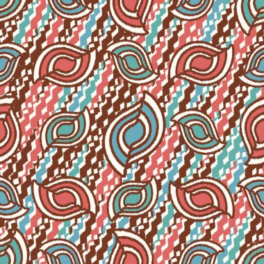 Geometrik şekillerin ve dalgalı çizgilerin görüntüsüne sahip kusursuz soyut desen