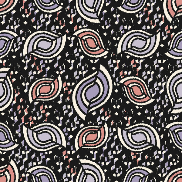 Seamless abstract pattern with the image of geometric shapes and wavy lines