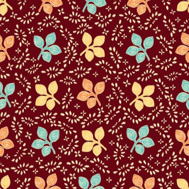 Yaprak süsü ile kusursuz soyut desen