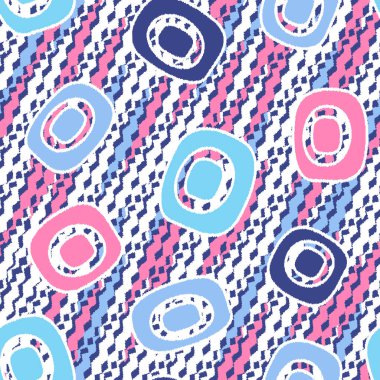 Geometrik şekillerin ve dalgalı çizgilerin görüntüsüne sahip kusursuz soyut desen