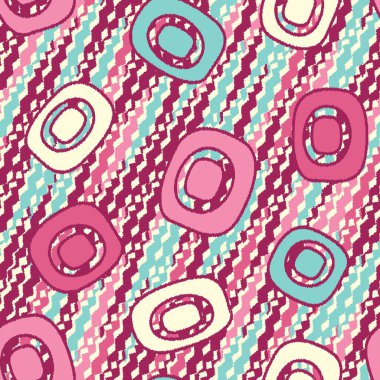 Geometrik şekillerin ve dalgalı çizgilerin görüntüsüne sahip kusursuz soyut desen