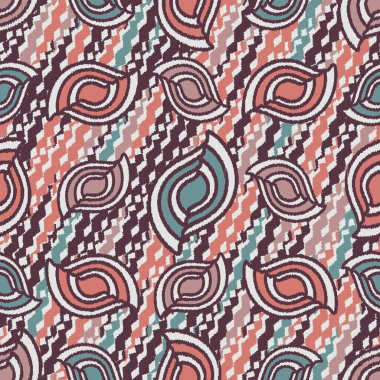 Geometrik şekillerin ve dalgalı çizgilerin görüntüsüne sahip kusursuz soyut desen