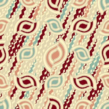 Geometrik şekillerin ve dalgalı çizgilerin görüntüsüne sahip kusursuz soyut desen