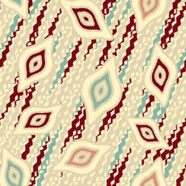 Geometrik şekillerin ve dalgalı çizgilerin görüntüsüne sahip kusursuz soyut desen