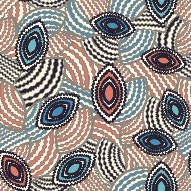 Geometrik şekillerin ve dalgalı çizgilerin görüntüsüne sahip kusursuz soyut desen