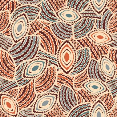 Geometrik şekillerin ve dalgalı çizgilerin görüntüsüne sahip kusursuz soyut desen