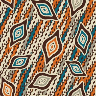 Geometrik şekillerin ve dalgalı çizgilerin görüntüsüne sahip kusursuz soyut desen