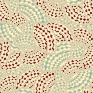 Geometrik şekillerin ve dalgalı çizgilerin görüntüsüne sahip kusursuz soyut desen