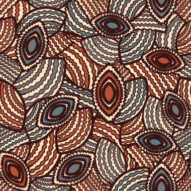 Geometrik şekillerin ve dalgalı çizgilerin görüntüsüne sahip kusursuz soyut desen