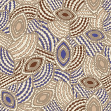 Geometrik şekillerin ve dalgalı çizgilerin görüntüsüne sahip kusursuz soyut desen