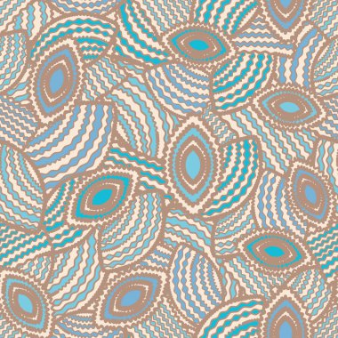 Geometrik şekillerin ve dalgalı çizgilerin görüntüsüne sahip kusursuz soyut desen