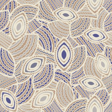 Geometrik şekillerin ve dalgalı çizgilerin görüntüsüne sahip kusursuz soyut desen