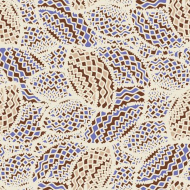 Geometrik şekillerin ve dalgalı çizgilerin görüntüsüne sahip kusursuz soyut desen