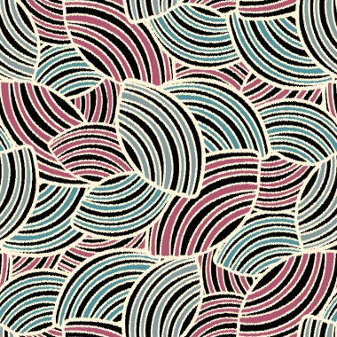 Geometrik şekilleri ve karmaşık çizgileri olan kusursuz soyut desen