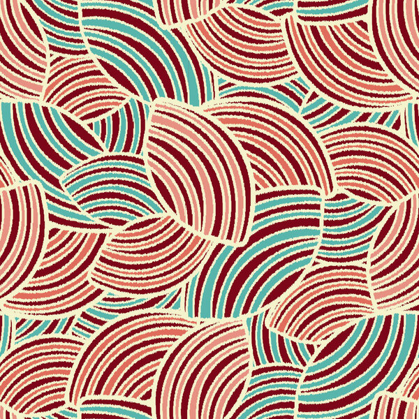 Seamless abstract pattern with geometric shapes and jumbled stripes