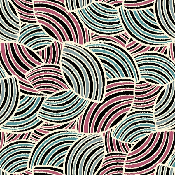Nahtlose Abstrakte Muster Mit Geometrischen Formen Und Durcheinander Gewürfelten Streifen — Stockvektor