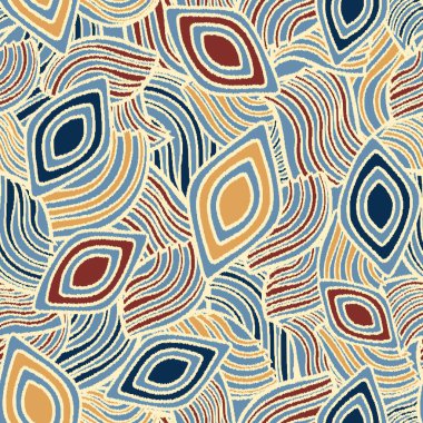 Geometrik şekillerin ve dağınık çizgilerin görüntüsüne sahip kusursuz soyut desen